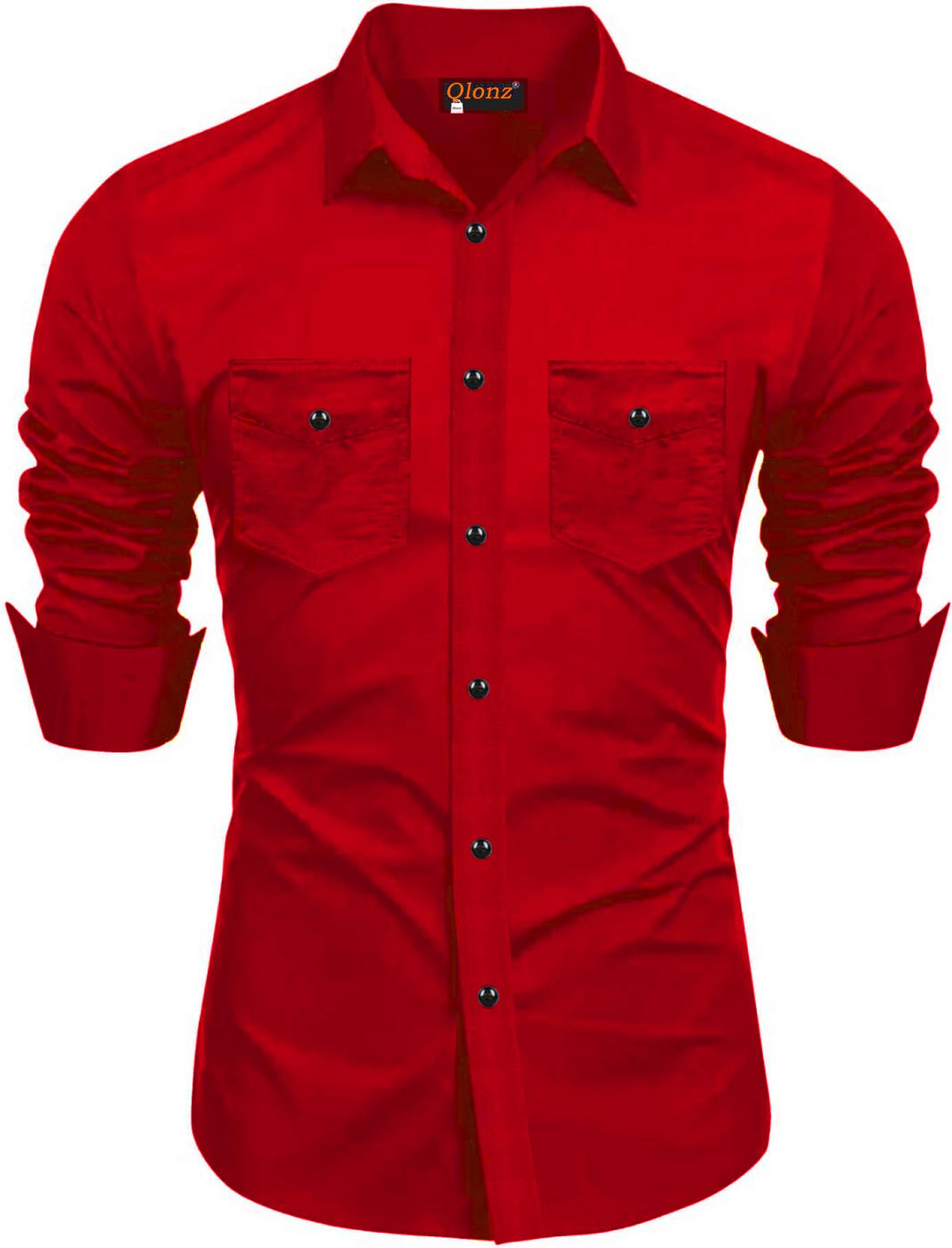 Rebelify Double Pocket With Flap Men Cargo Cotton Shirt Red