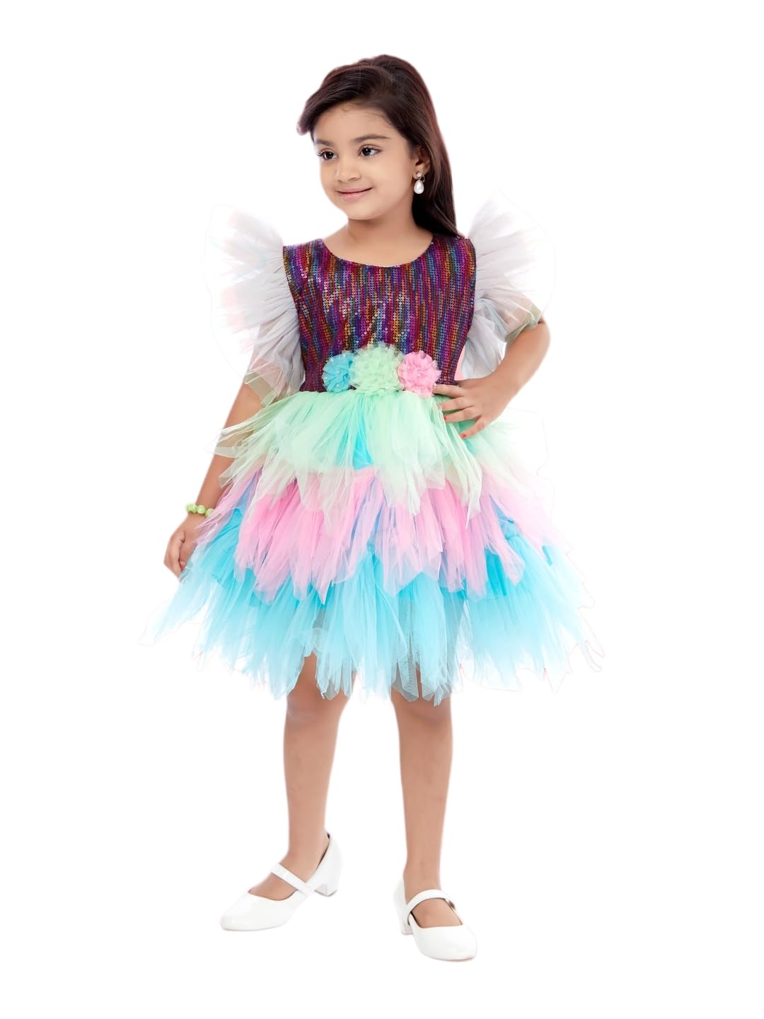 Aarika Girls Multi Color Nylon Frock (SP-FK-3015-MULTI-18)