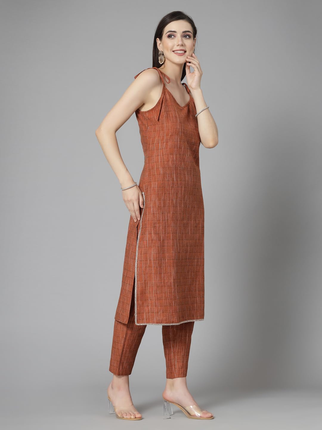 Stylum Women's Woven Designed Cotton Blend Straight Kurta Pant Set (KPBULLSET)