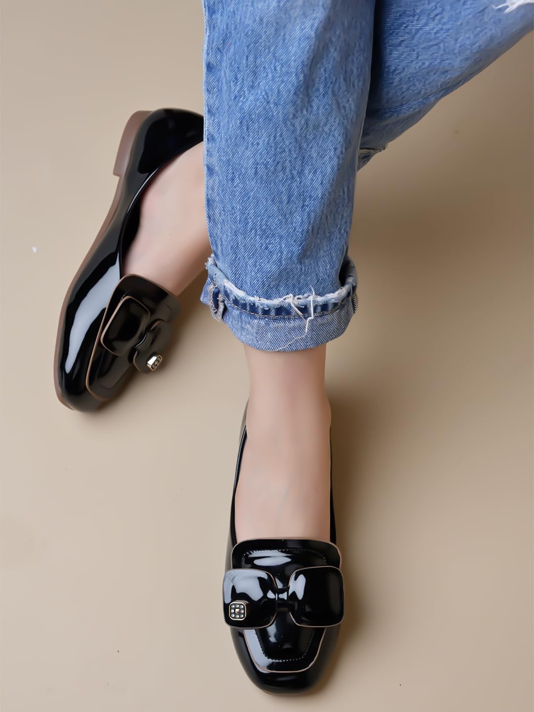 Shoetopia Bow Detailed Black Marry Janes For Women & Girls /Eu39