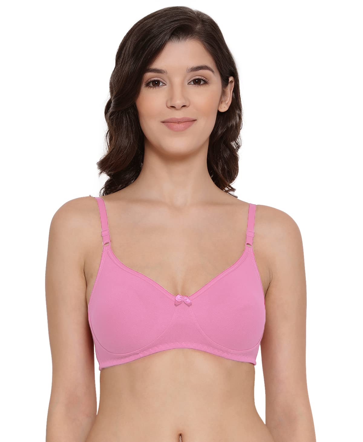 Lyra WomenS Cotton Non Padded Non- Wired Regular Moulded Bra Pink