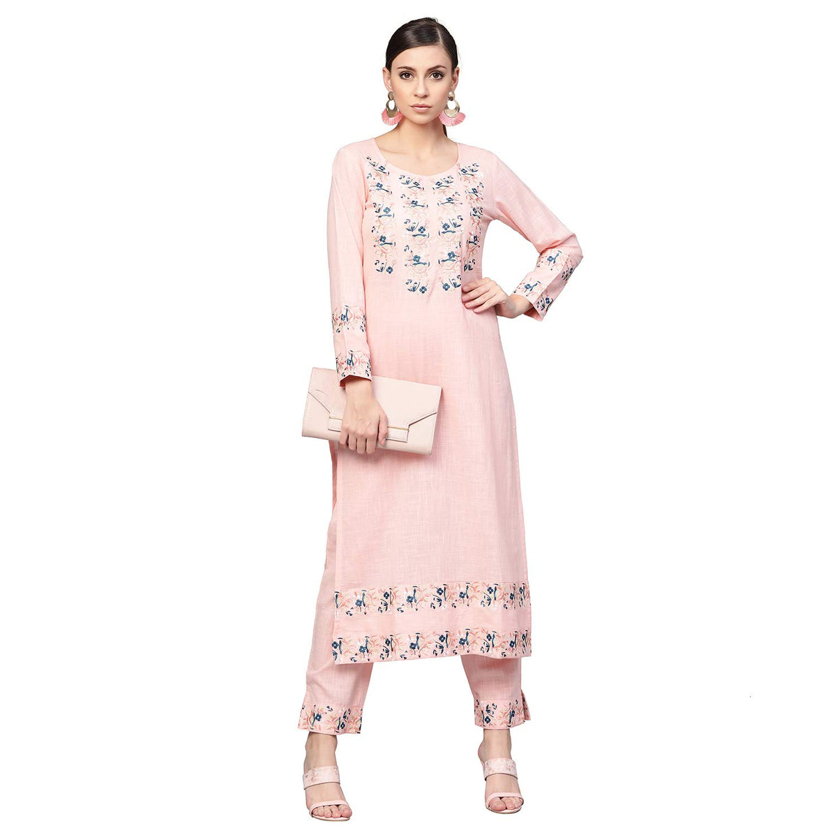 Idalia Baby Pink Embroidered Kurta With Pants