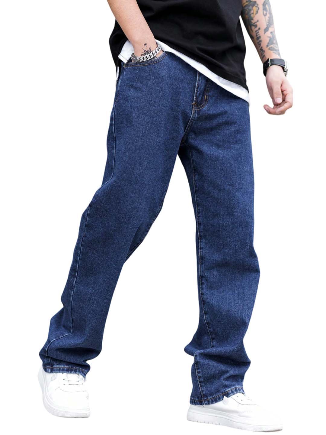 Kotty MenS Solid Regular Fit Mid Distressed Fashionable Trendy Denim Jeans(Blue,32)