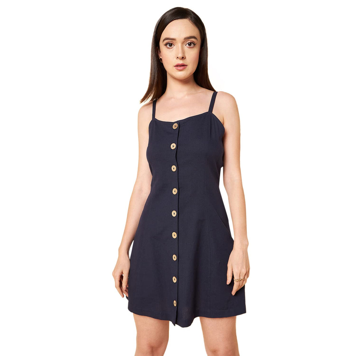 High Star WomenS Cotton Fit And Flare Mini Dresses (Hswdrs23001_Nv_Navy Blue_Xxl)