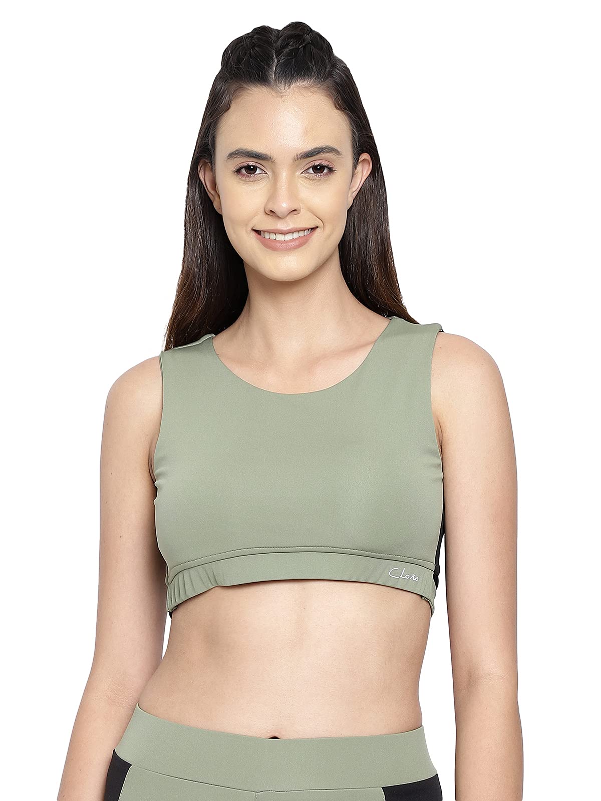 Clovia WomenS Activewear Sports Crop Top With Back Cut-Out (At0149P05_Grey_S)