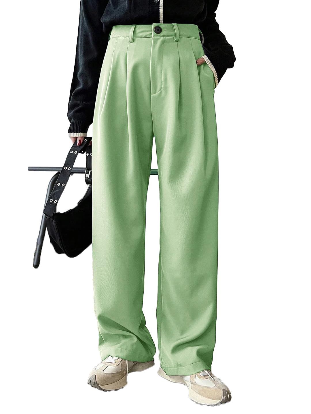 Kotty Regular Fit Women Solid Trousers Tea Green