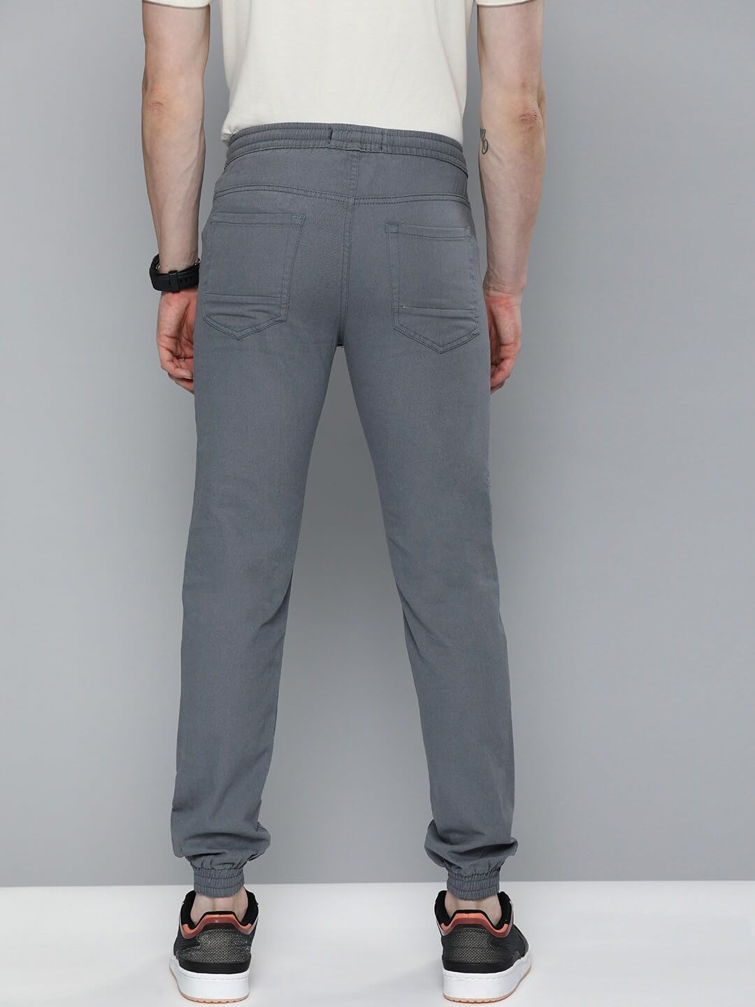 The Indian Garage Co Men Slim Fit Solid Mid-Rise Joggers Blue