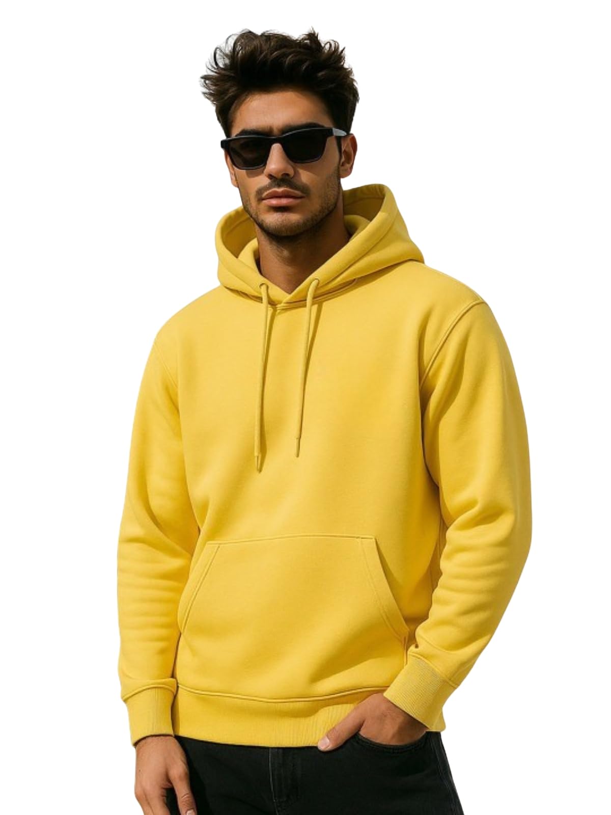 Veirdo Mens Cotton Poly Fleece Regular Fit Solid Hoodie