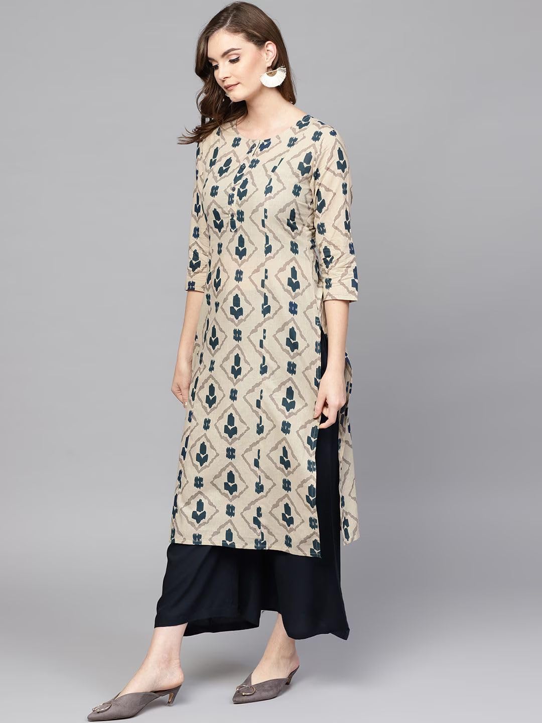 rytras Women's Cotton Printed Straight Kurta Pant Set