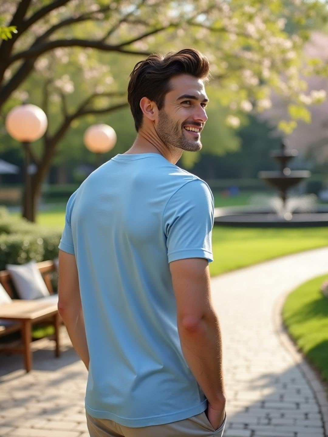 Nobero MenS Solid Regular Fit T-Shirt (1M-Twts-C0731_Powder Blue