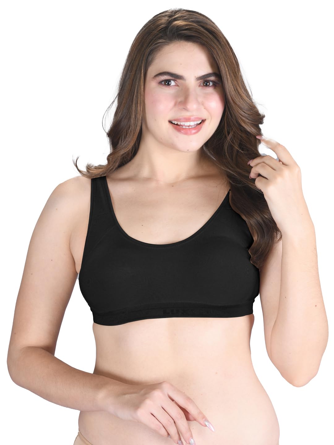 Lux Venus Wire Free Slip On Moulded Full Coverage Sports Bra Black