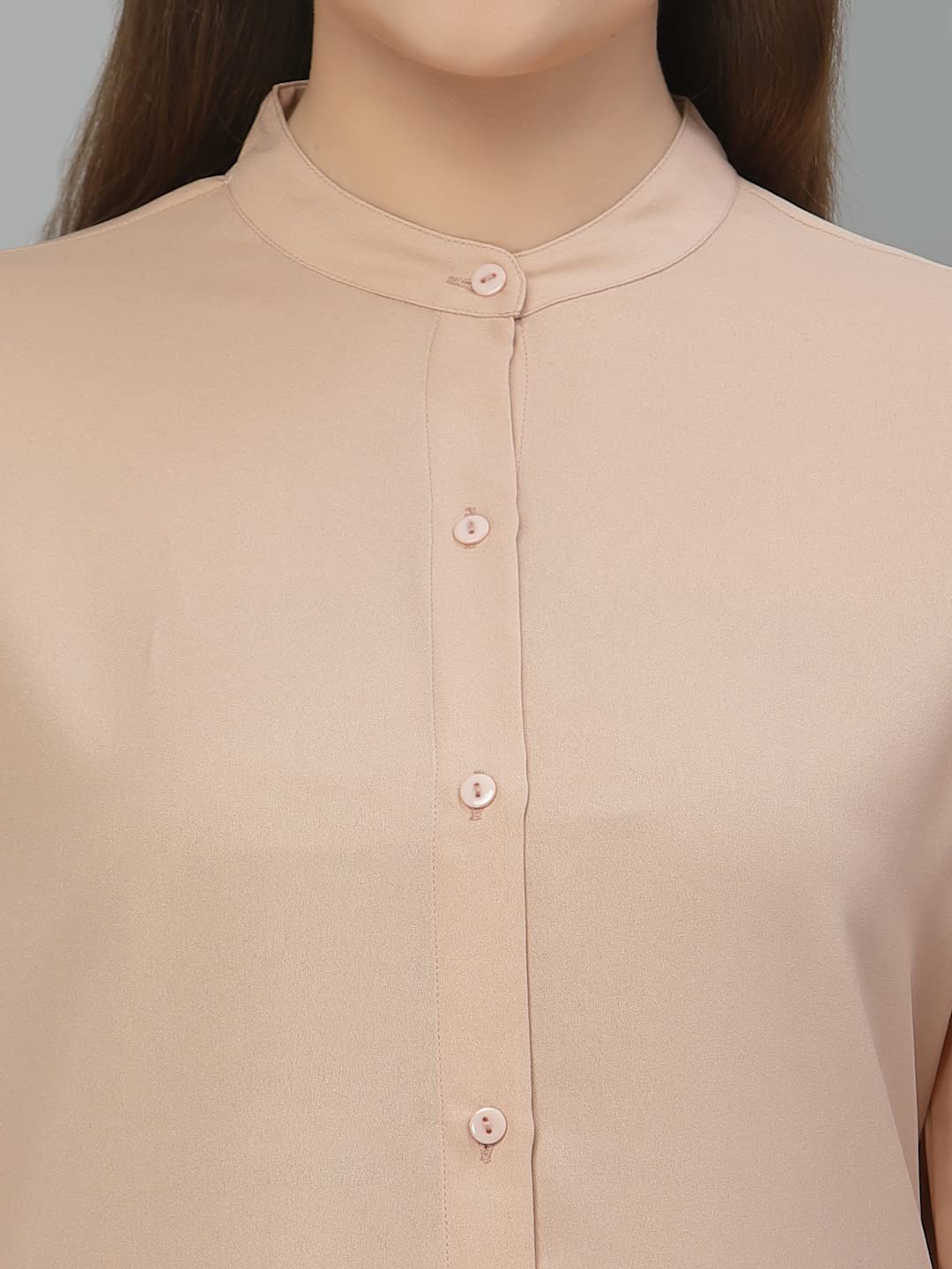 Style Quotient Women Solid Nude PolyMoss Regular Formal Shirt