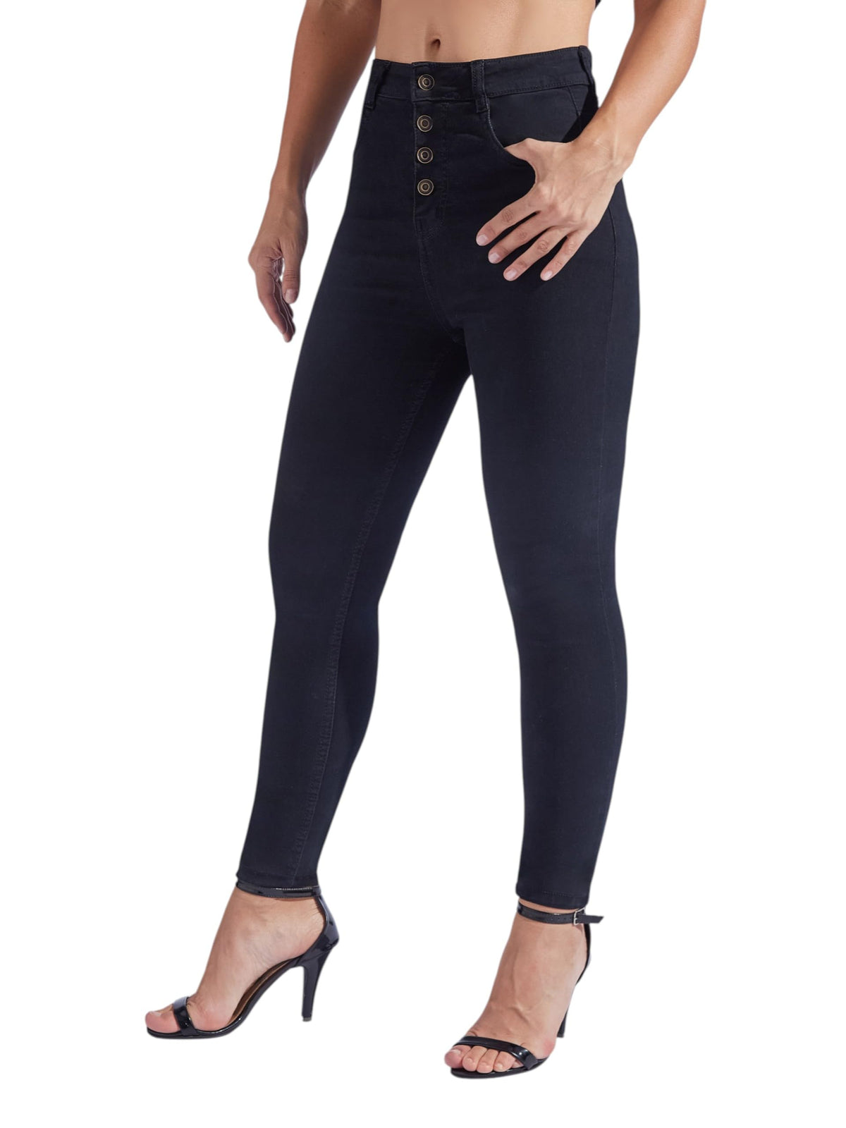 Miss Chase Womens Skinny Fit High Rise Regular Stretchable Denim Jeans (MCSS25DEN66-25-62-34, Black, 34)
