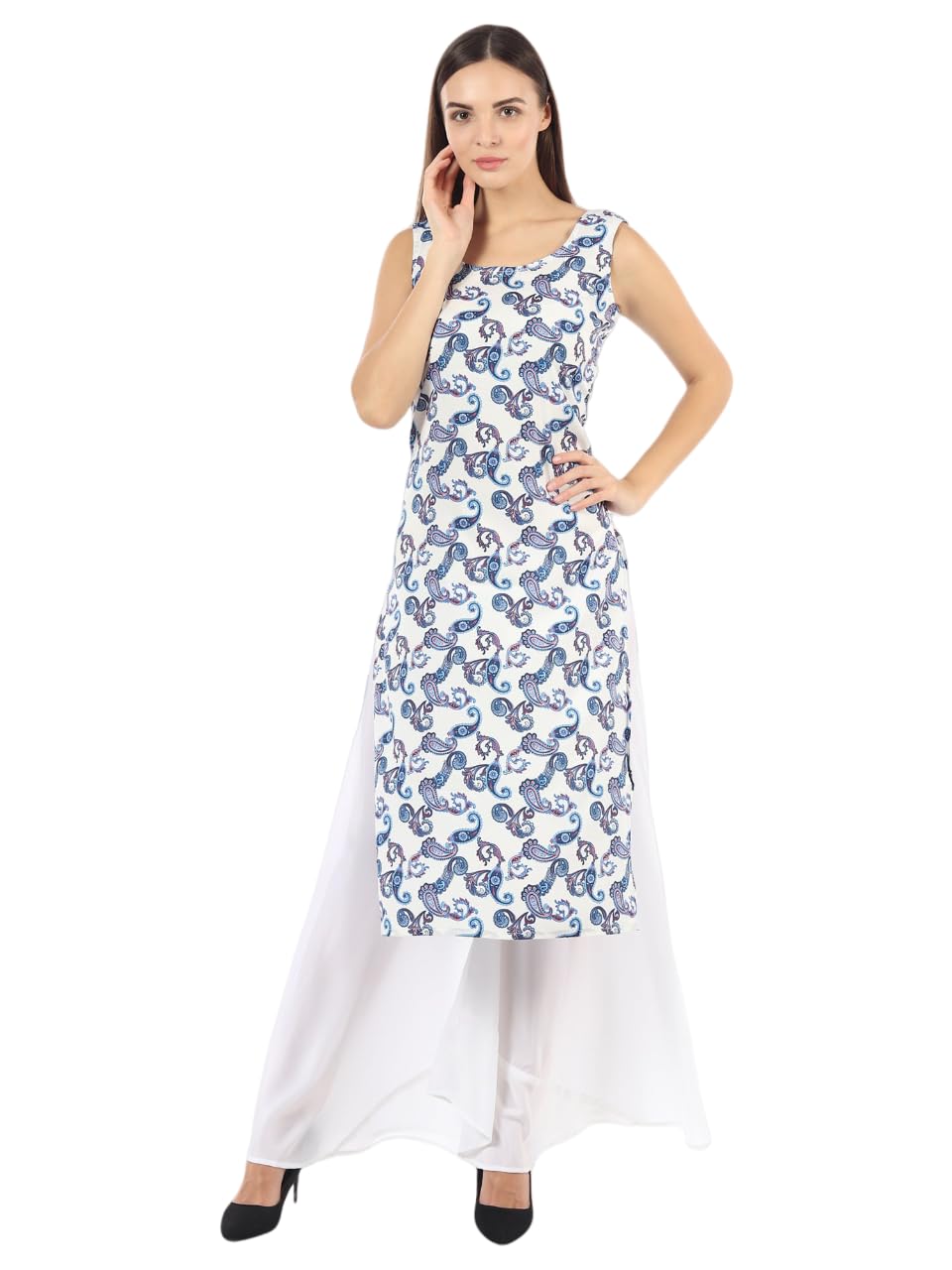 Patlani WomenS Micro Crepe Full Stitched Kurti. Blue
