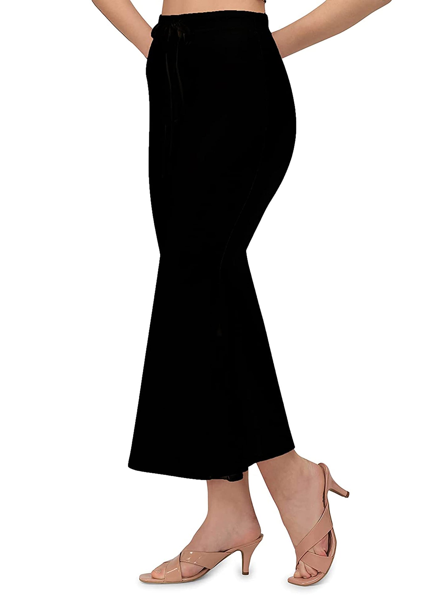 Elliti Black Color Lycra Blended Saree Shapewear Petticoat For Women | Shapers For Women'S Sarees | Full Elastic | Full Leg Cove