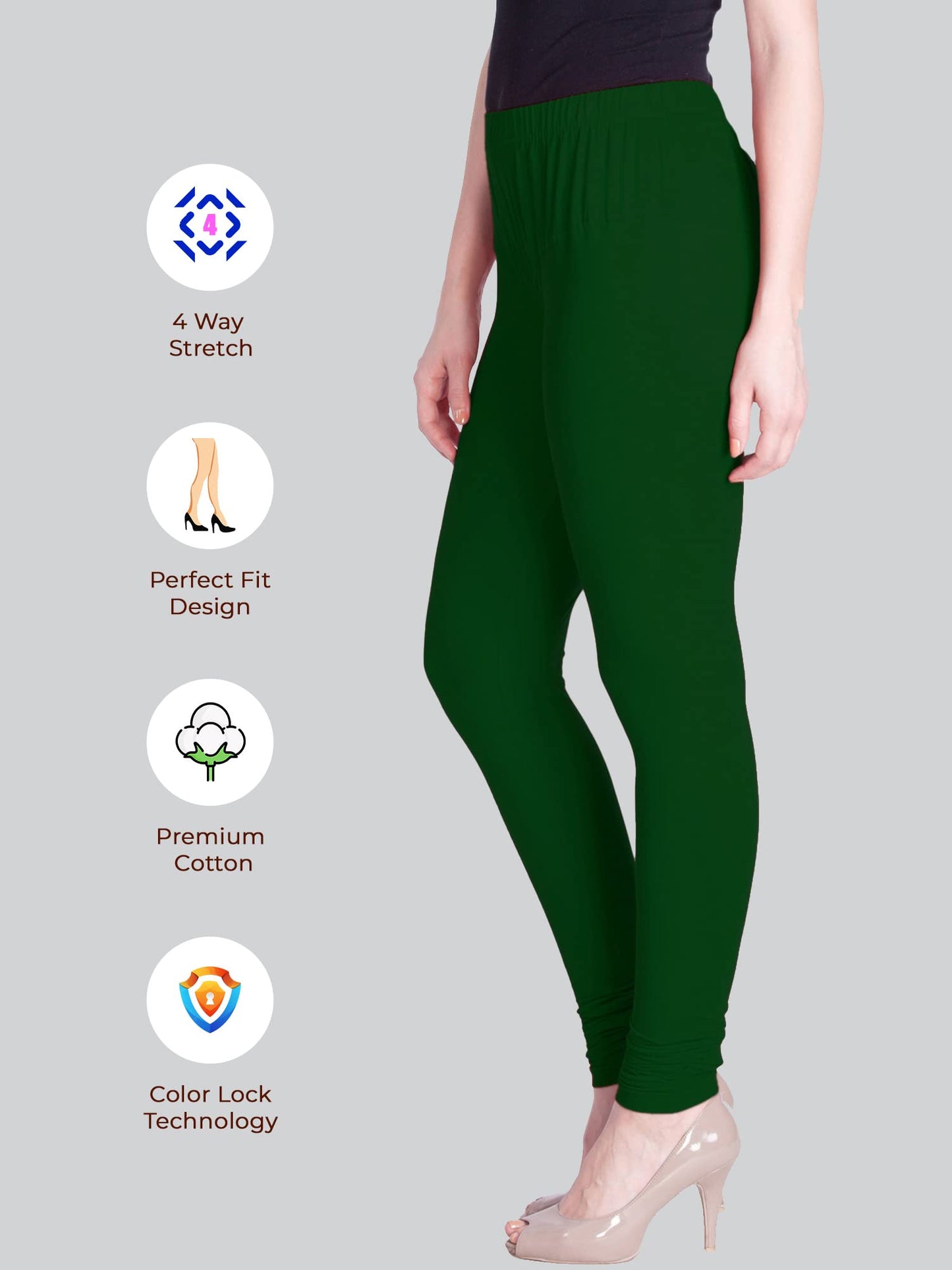 Lux Lyra Fourleaf Green Free Size Churidar Leggings