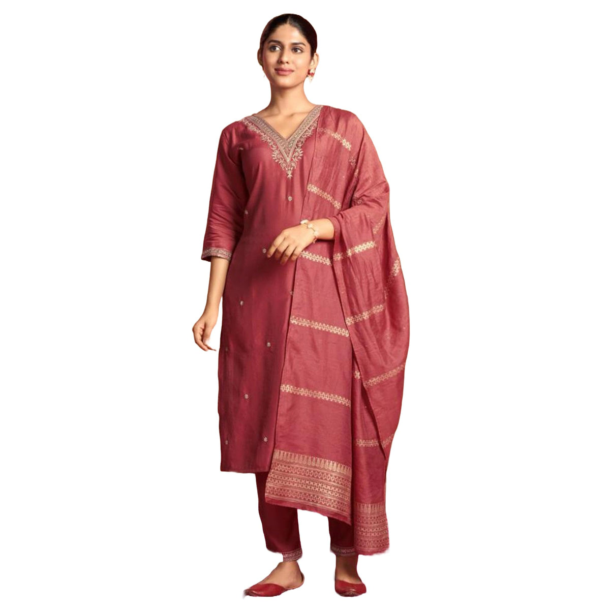 Lookmark WomenS Pure Cotton Straight Kurta Pant Dupatta Set With Elegant Embroidery - Perfect For Every Occasion (Az-Lm-Og-Ks21