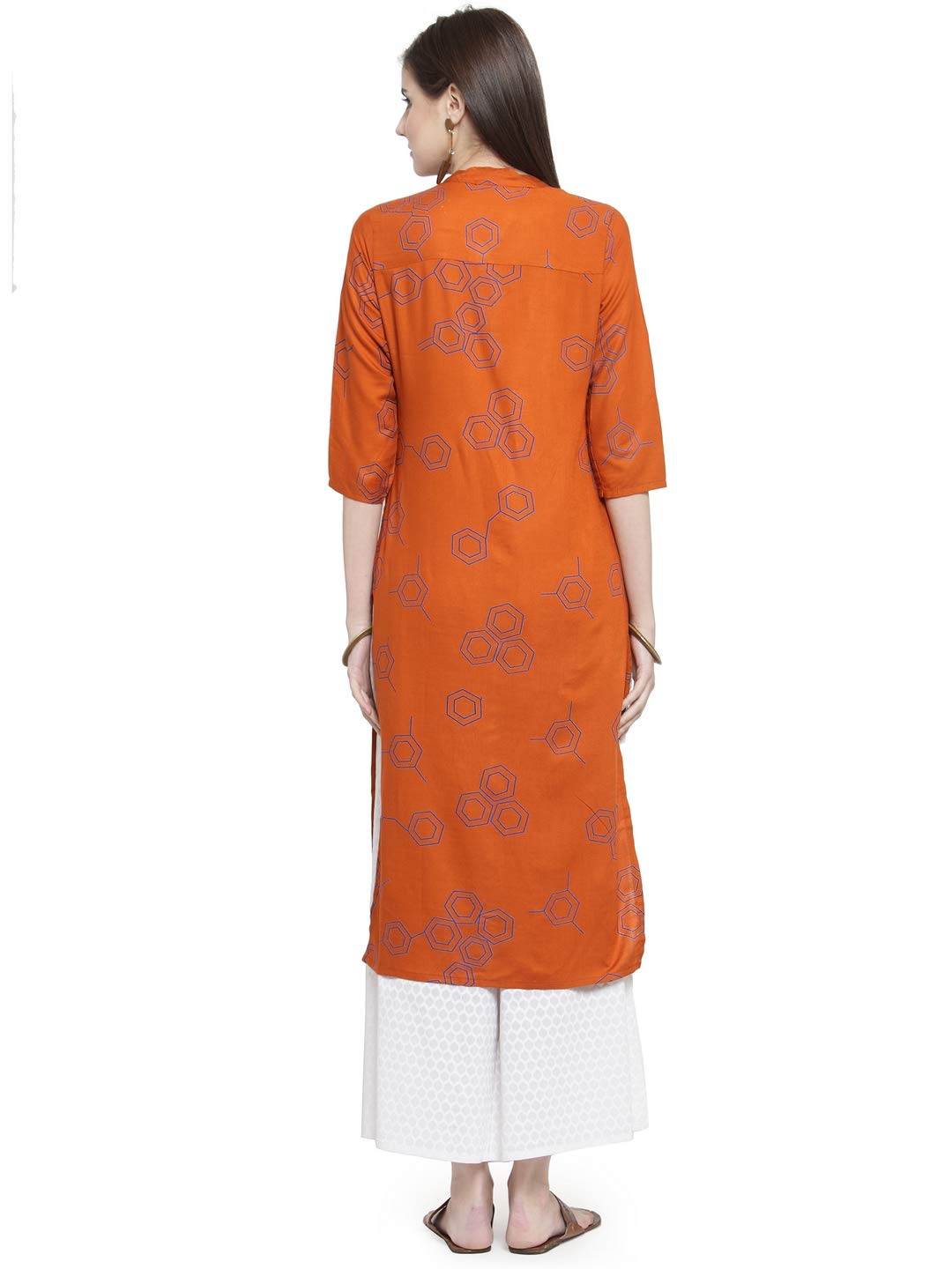 GoSriKi Women's Rayon Geometric Straight Kurta