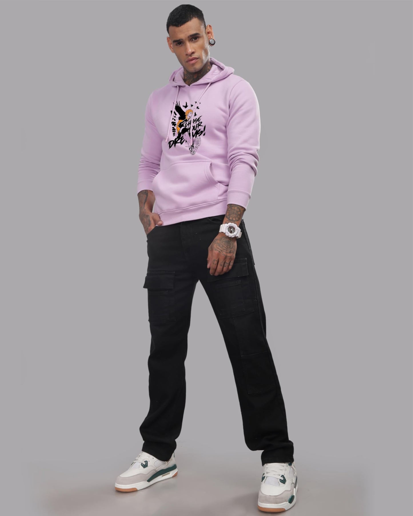 ADRO Anime Hoodies for Men, 320 GSM Soft Cotton Hoodie, Long Lasting Anime Printed Hoodie for Winter | Mens Hoodies | Sweatshirt