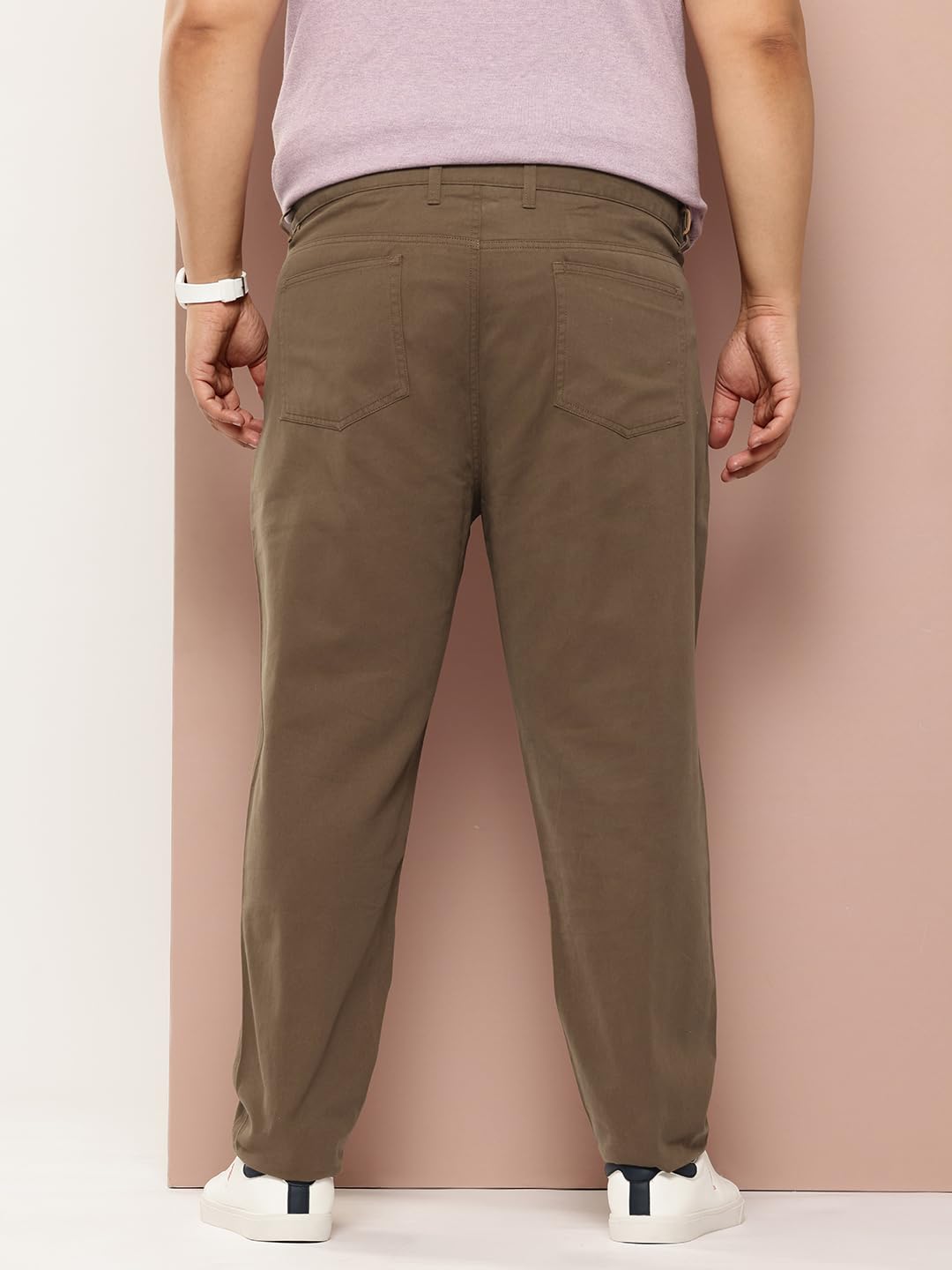 Thomas Scott Mens | Smart | Plus Size | Regular Fit | 100% Cotton | Solid | 5 Pockets | Woven | Chinos | Trouser (TSB097_DarkKh