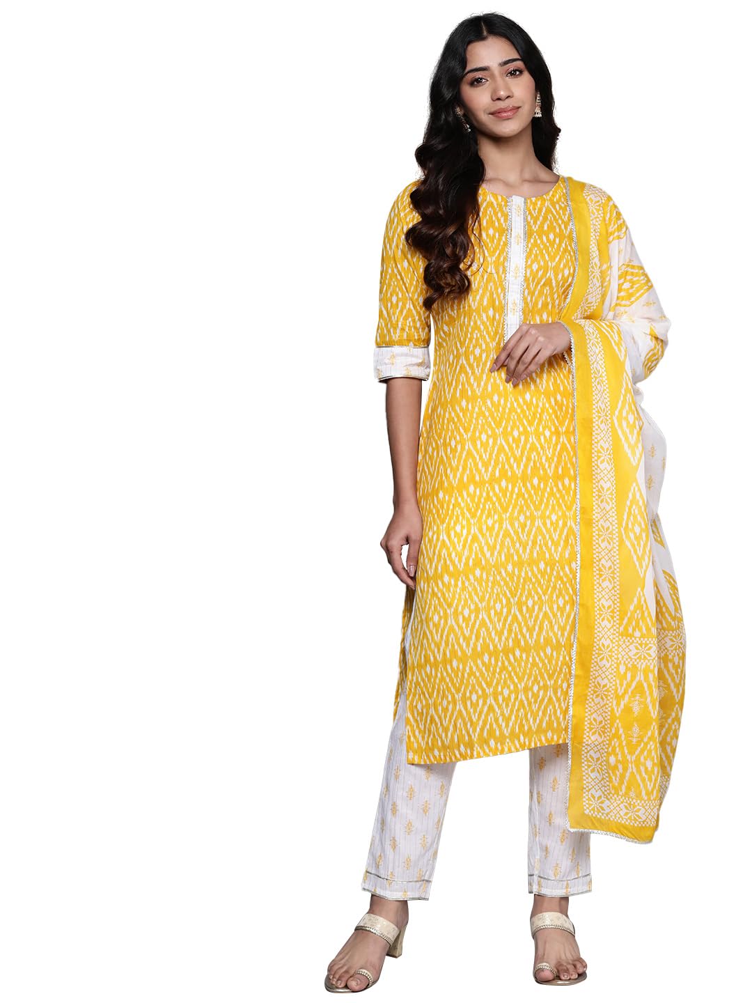 Libas WomenS Cotton Kurta Sets (35544_Yellow