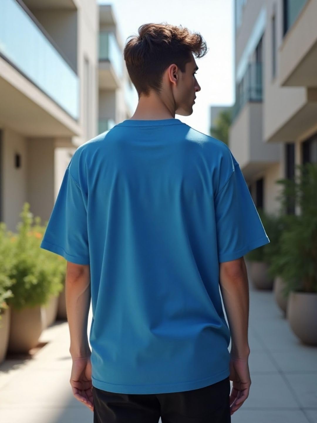 Nobero MenS Solid Oversized Fit T-Shirt (1M-Twts-R0039_Marine