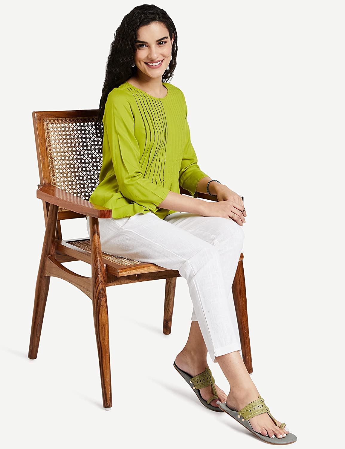 Digital Shopee Cotton Women Trouser Pant Use For Formal Office High Waist For Wide Leg Ankle Length Straight Pencil Pant (White_