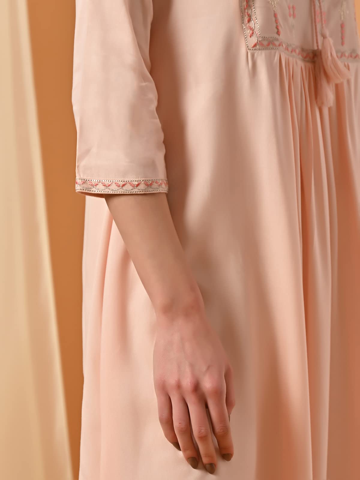 rangita Rayon Calf Length Embroidered Flared Kurti for Women | Kurta for Women