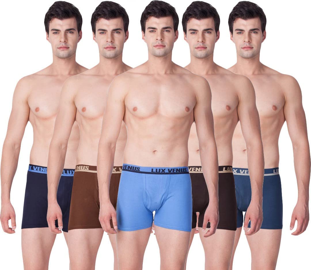 Lux Venus Cotton Assorted Solid/Plain MenS Trunk - Pack Of 5 (Vns-Fcd-Assorted)