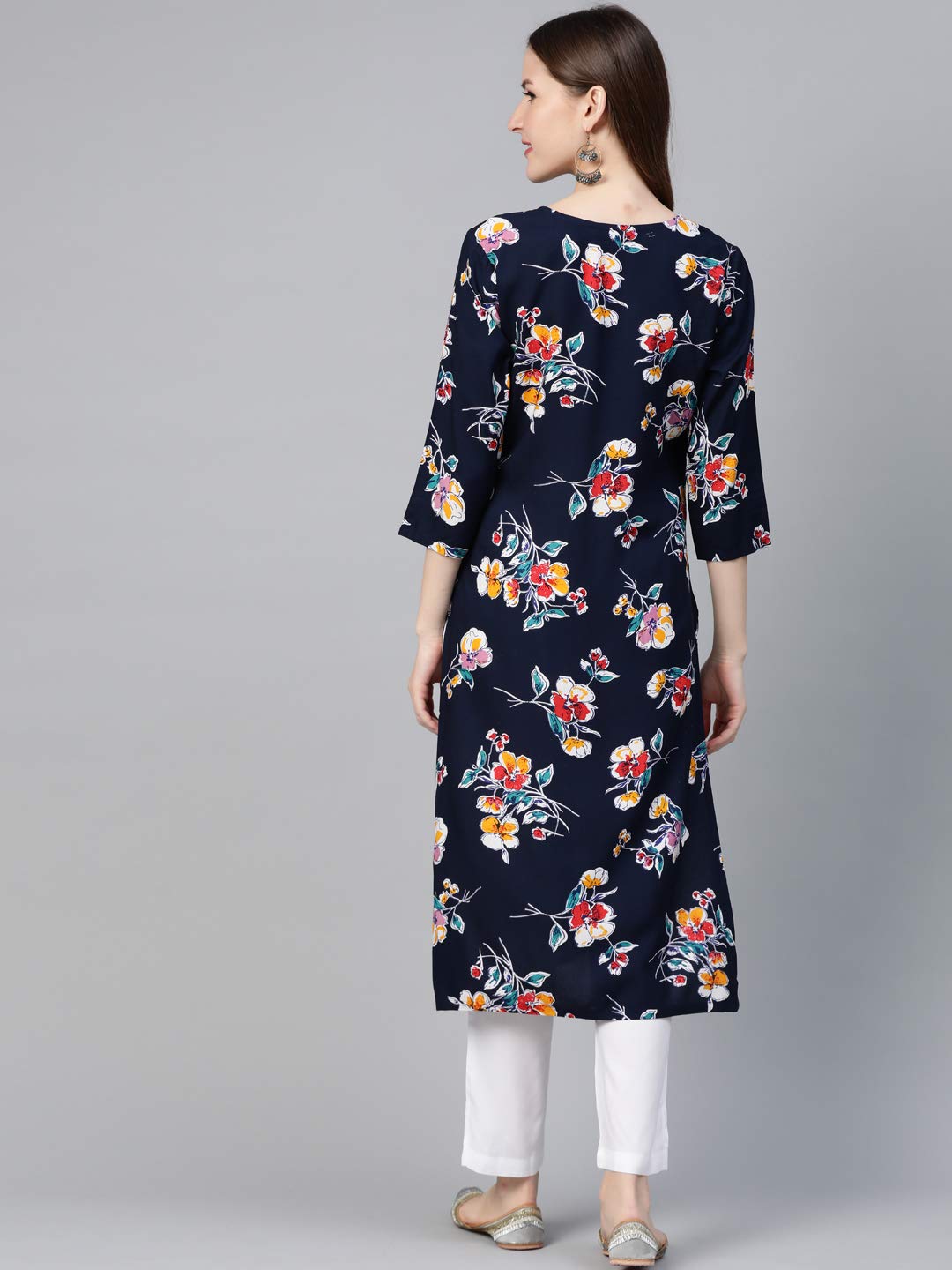 idaLia Women's Navy Blue Cotton Dress