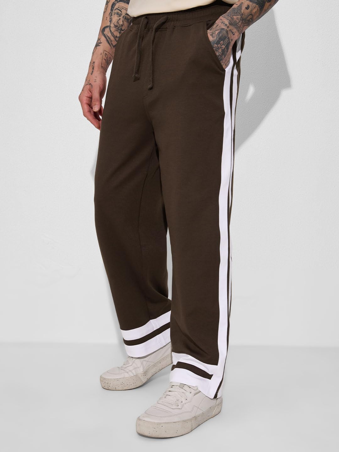 The Souled Store Official Korean Joggers : Sepia Mens and Boys Korean Fit Cotton Blend Solid Korean Joggers