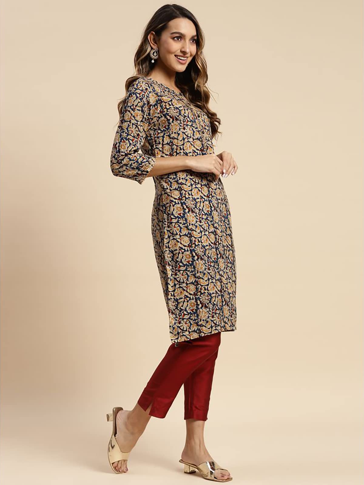 rangita Women Rayon Floral Printed Knee Length Straight Kurti (Pack of 2)
