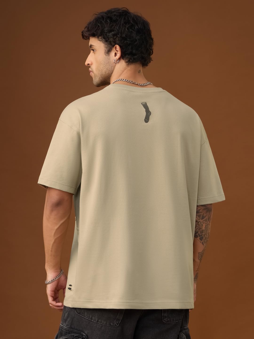 The Souled Store Harry Potter: Free Dobby Men and Boys Short Sleeves Round Neck Beige Embroidered Casualwear Streetwear Lightwei