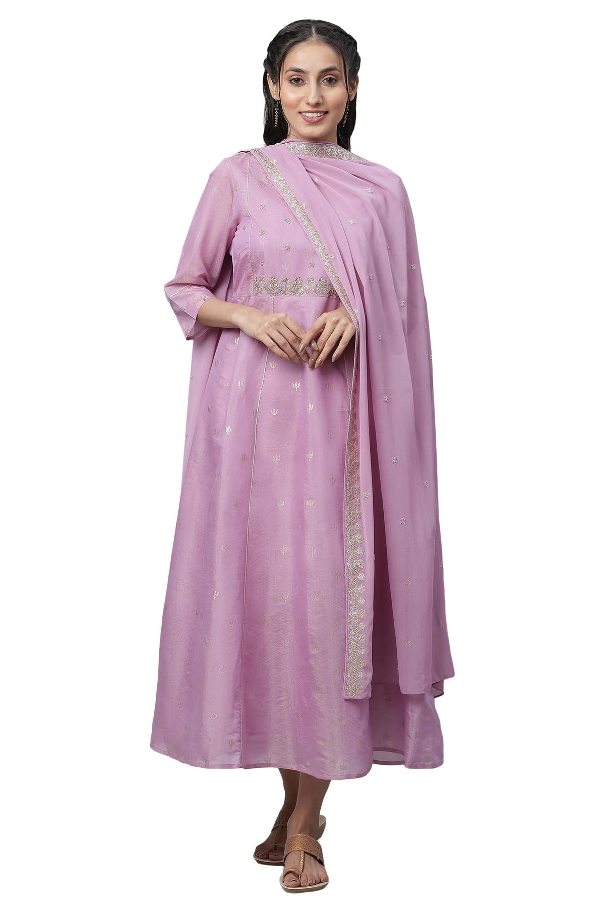 Aurelia Embroidered Purple Dress Dupatta Set