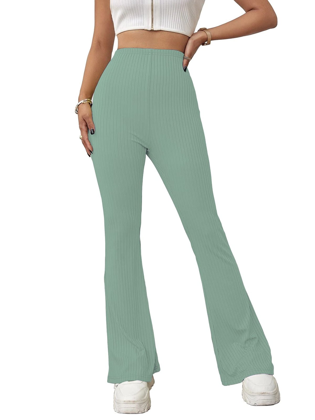Shasmi Light Teal Womens Yoga Dress Pants Stretchy Work Slacks Business Casual Office Flare Bell-Bottom/Boot-Cut Elastic Waist