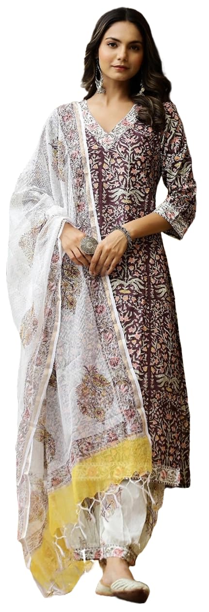 Lookmark Kurta Set: Fashionably Traditional, Comfortably Chic: Embrace Ethnic Fashion With Our Cotton Blend Ethnic Sets! Wine