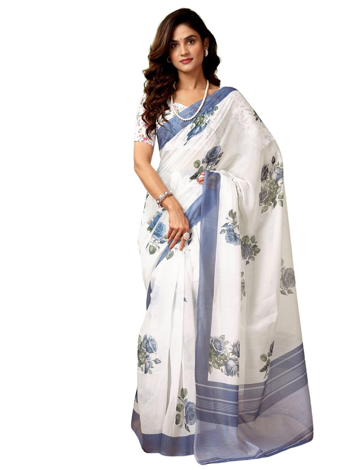 Satrani WomenS Chanderi Cotton Printed Ready To Wear One Minute Pre Pleated Readymade Saree With Unstitched Blouse Piece (32Rs2