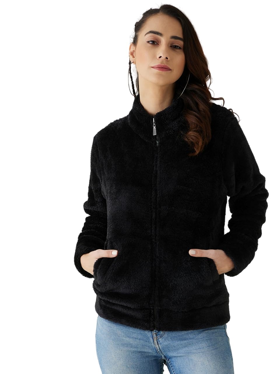 Modeve Women Solid Full Sleeve Jacket For Winter Black Jacket For Winter