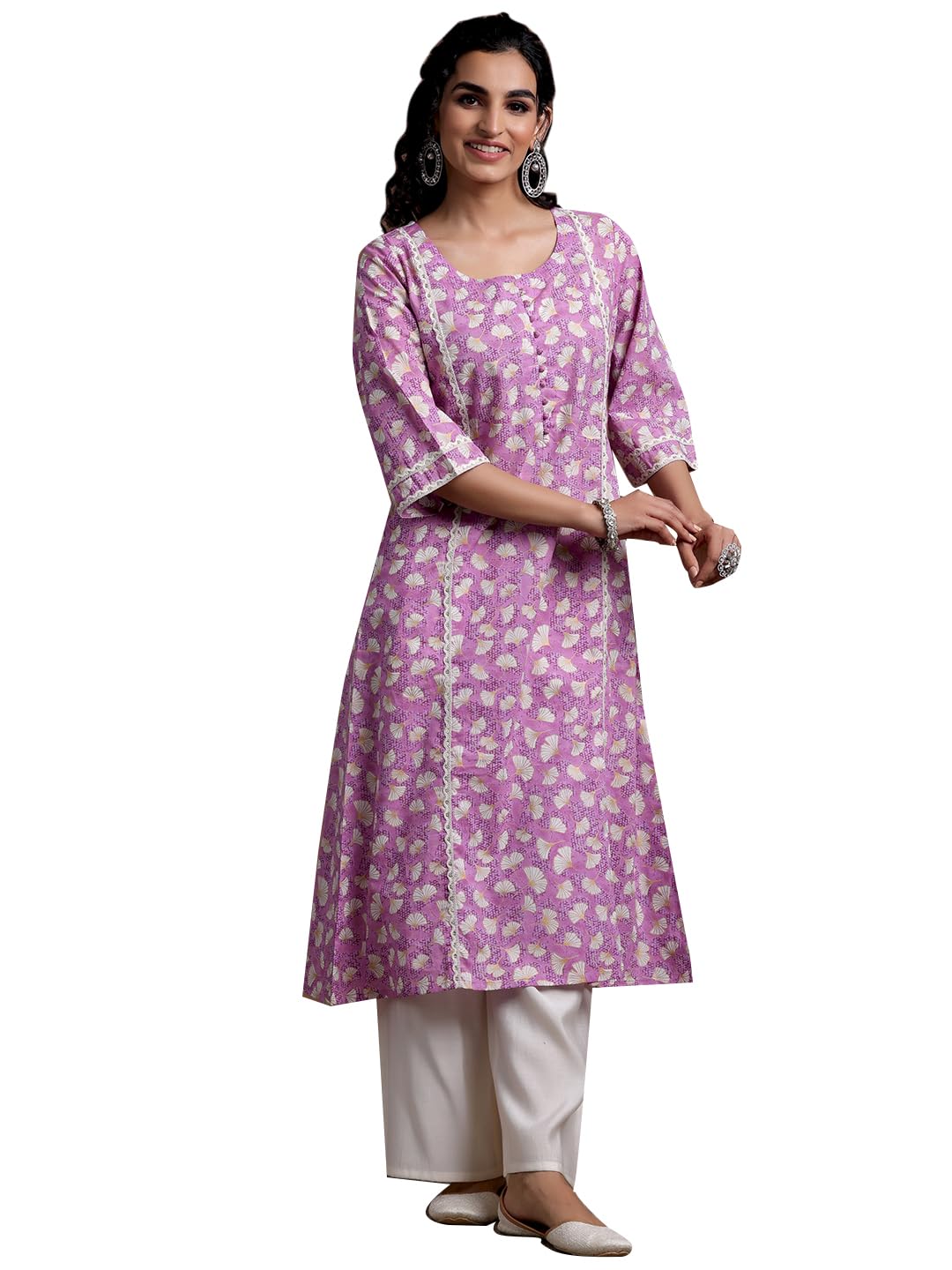 Libas WomenS Cotton Printed A-Line Kurta (29013_Purple