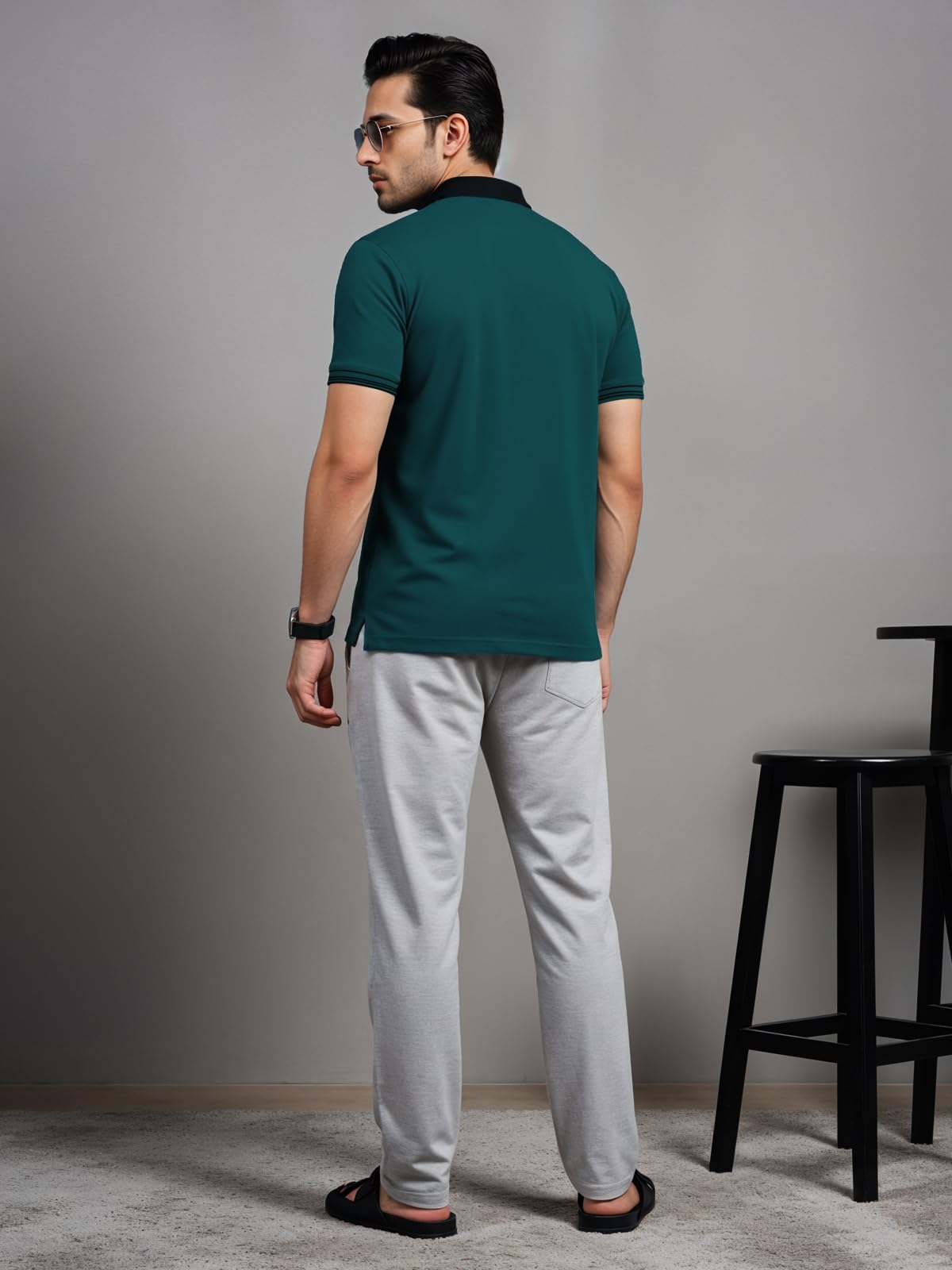 Mens Premium Cotton Polo T-Shirt | 220 GSM Soft Fabric | Casual Stylish Look | Zipper Polo Design Teal Polo T Shirt | Polo Tshir
