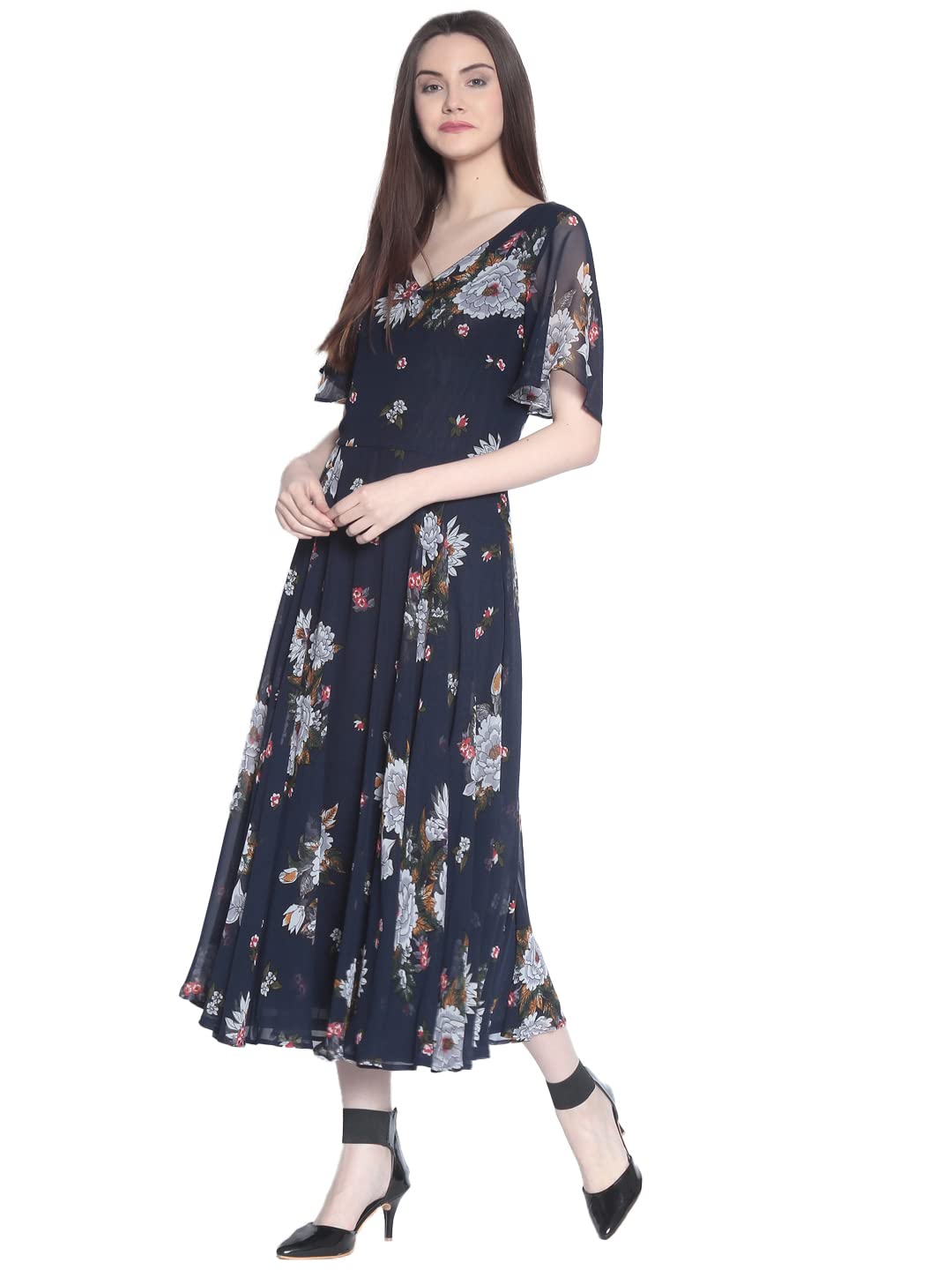 Rare Women s Synthetic a-line Knee-Long Dress (ep3153-m_Blue_M)