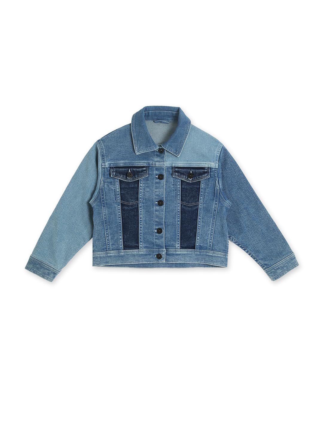 Pepe Jeans GirlS Cotton Blend Short Length A-Line Coat (Pg401071Q05_Light Used, Blue, 6 Years-7 Years