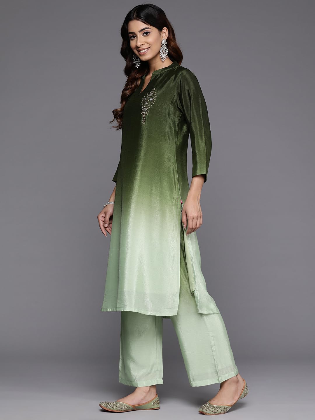 Varanga Women Teal Printed Round Neck Straight Kurta Paired With Kurta Bottom Set And Dupatta Set Women Kurta Set With Dupatta