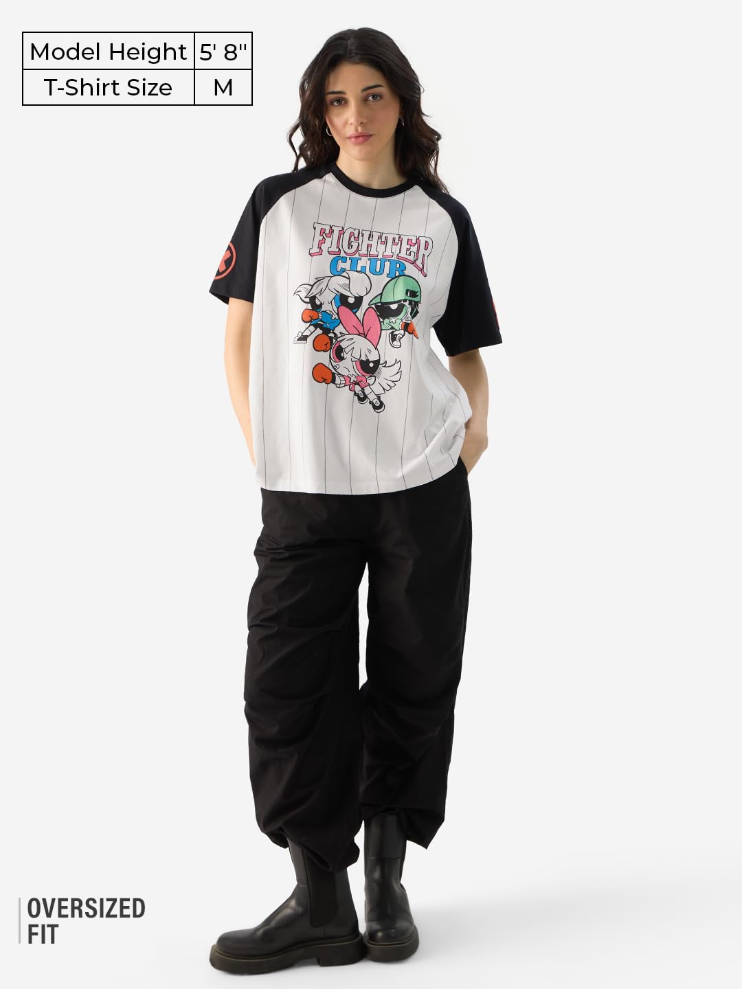 The Souled Store Official Powerpuff Girls: Fighter Club Women and Girls Short Sleeve Round Neck Multicolor Graphic Printed Cotto