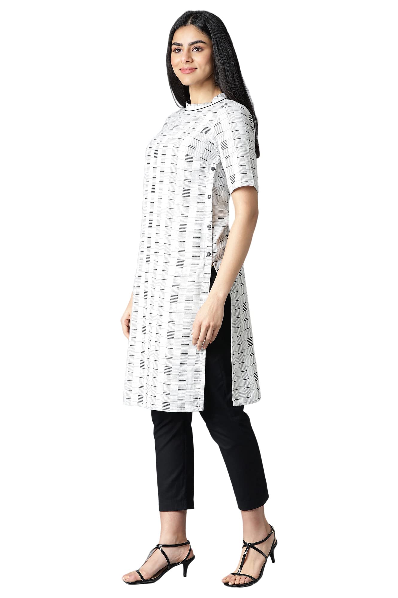 Aurelia WomenS Grey Geometric Printed Printed Cotton Regular Kurta