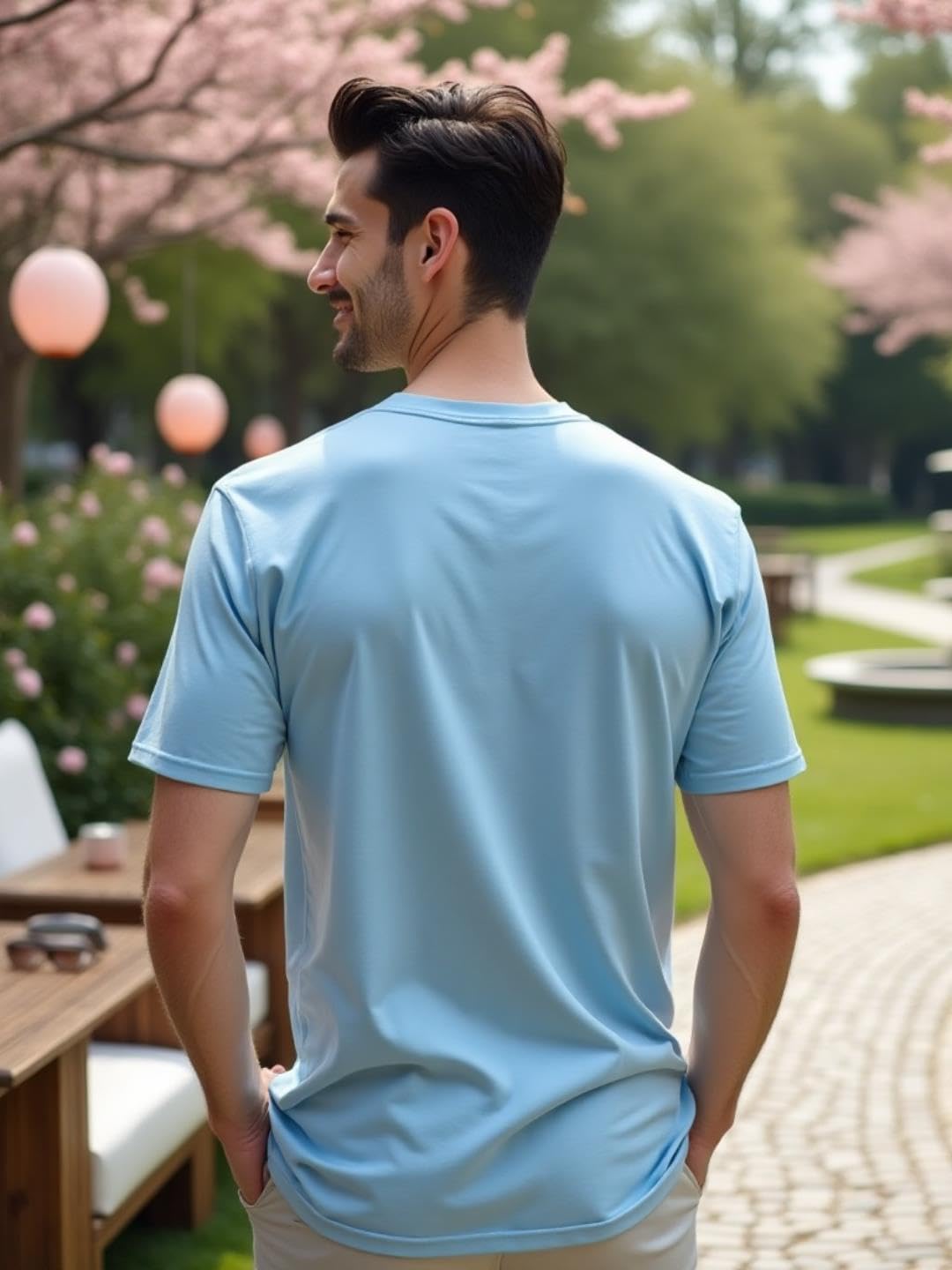 Nobero MenS Solid Regular Fit T-Shirt (1M-Twts-C0663_Powder Blue