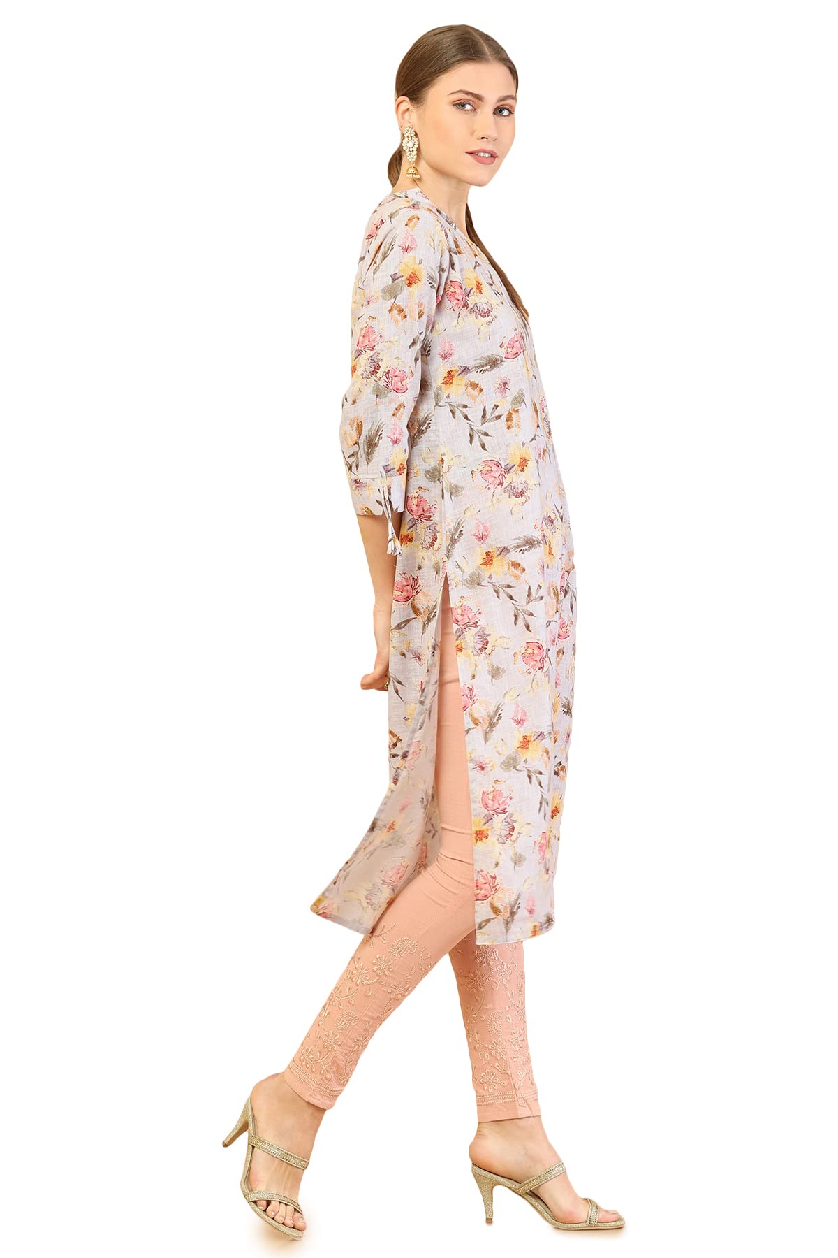 Soch Women's Linen Floral Regular Dress Shirt