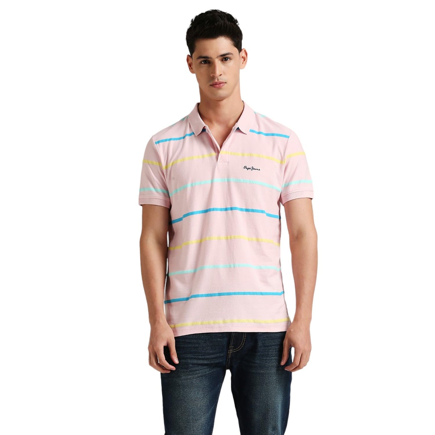 Pepe Jeans MenS Striped Regular Fit T-Shirt (Pm542201_Pink