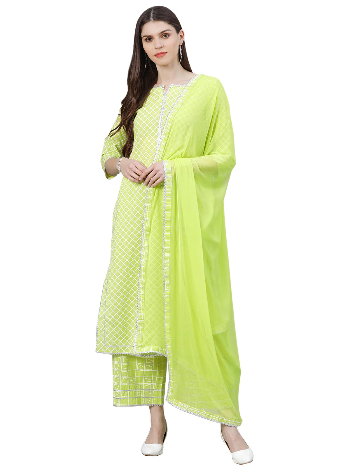 Libas Womens Cotton Kurta Sets (6915_Green