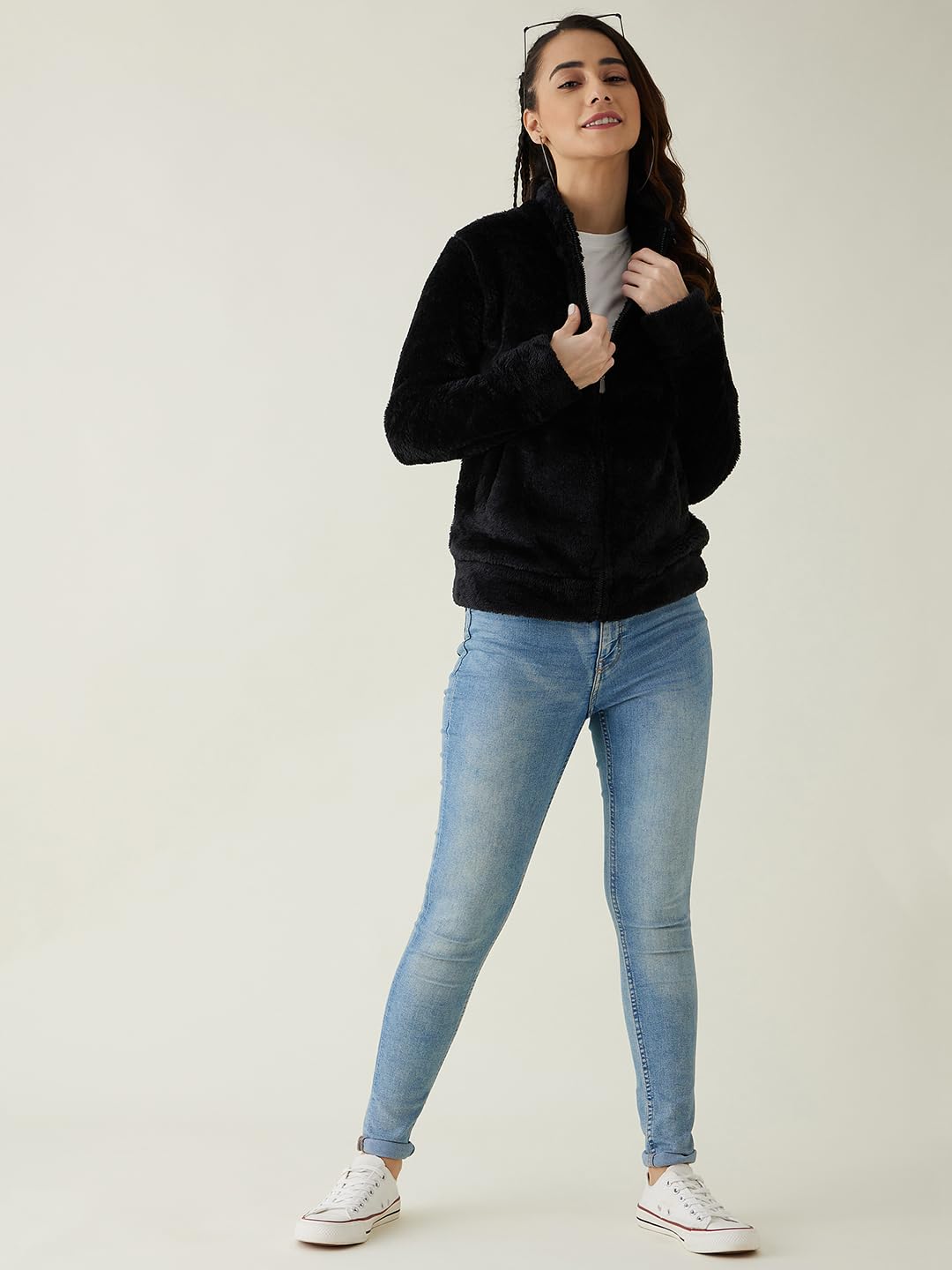 Modeve Women Solid Full Sleeve Jacket For Winter Black Jacket For Winter